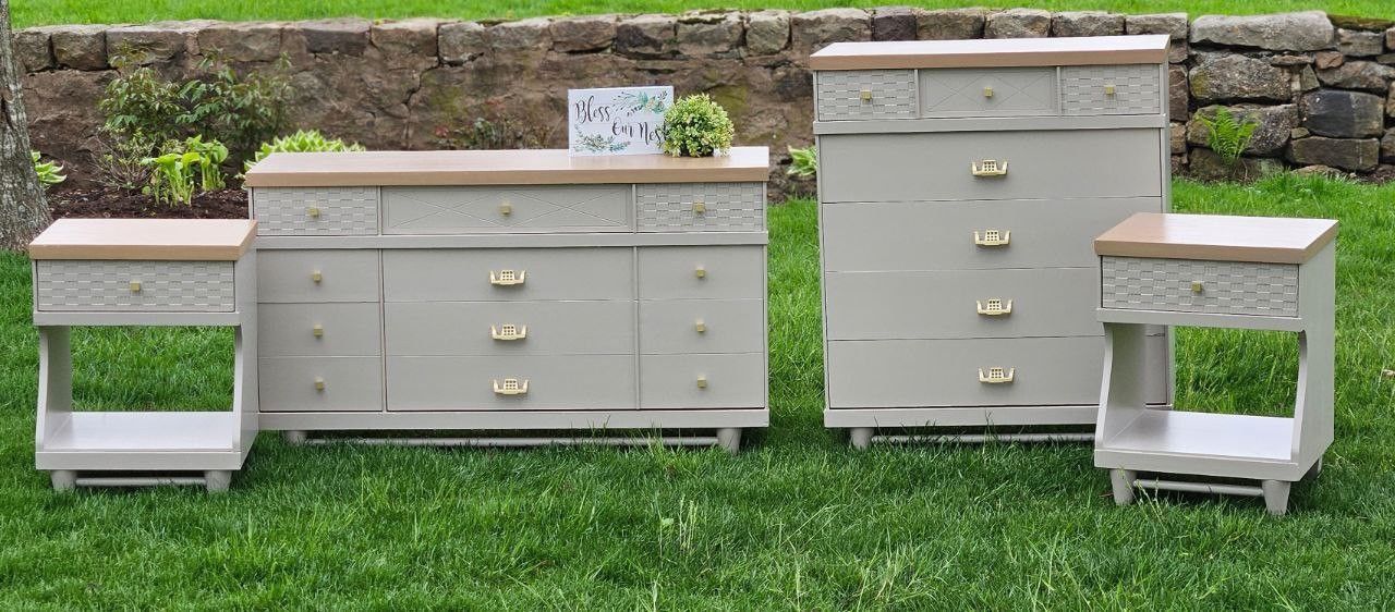 Midcentury Modern Bedroom Set, Dresser, Chest Of Drawers, Nightstands 