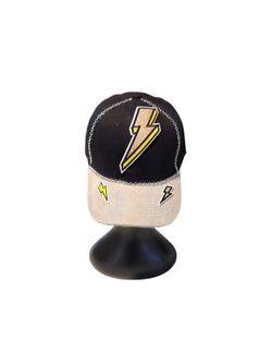 Black Snapback Cap with Lightning Bolt Patches