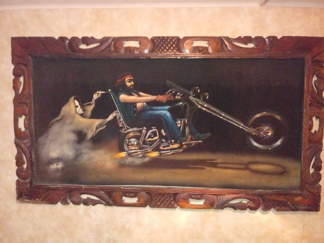 David Mann ghost rider original. Oil painting