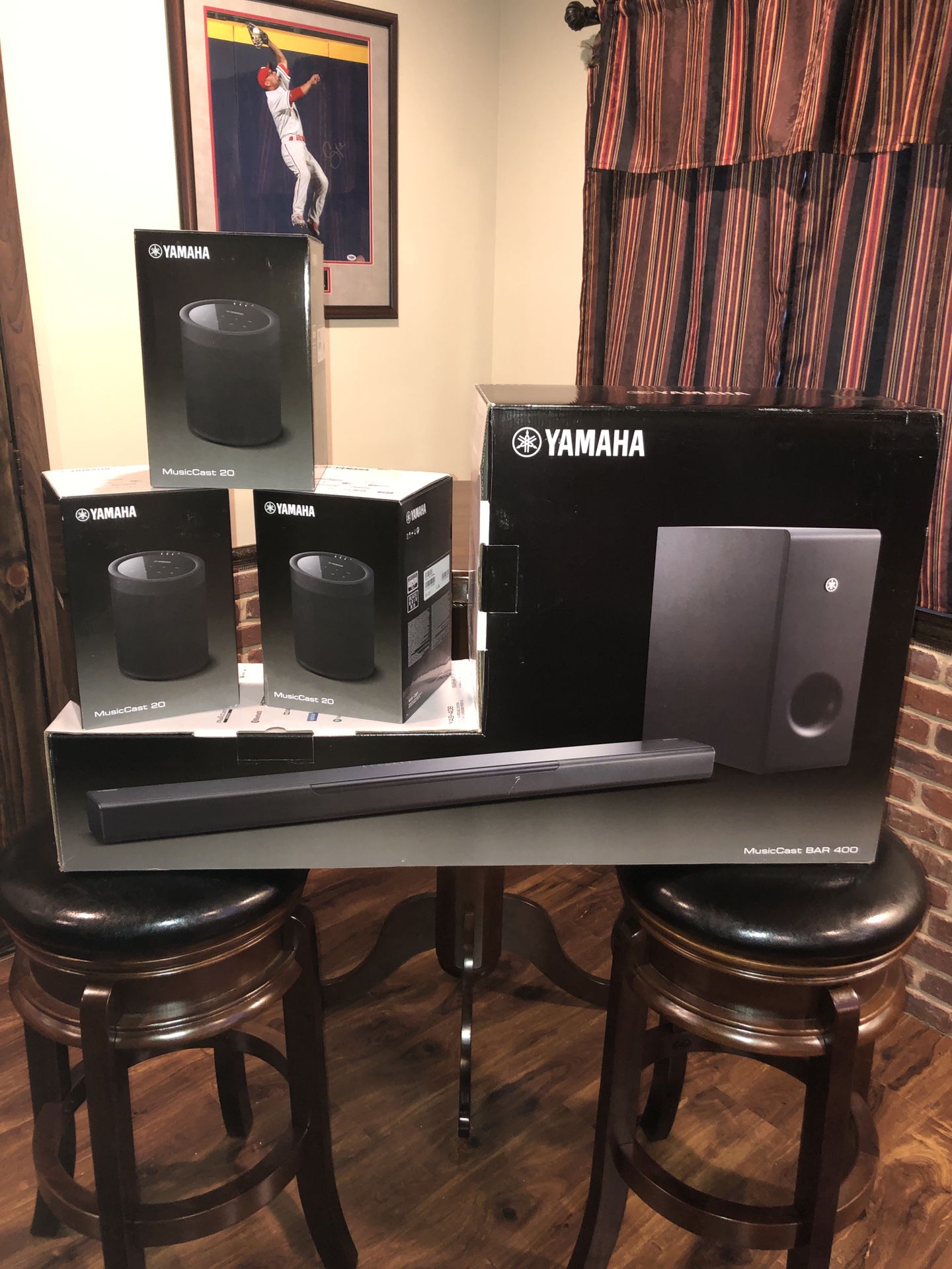 New, complete Yamaha Surround System with MusicCast 400 Soundbar, Subwoofer and (3) MusicCast20 Wireless Speakers