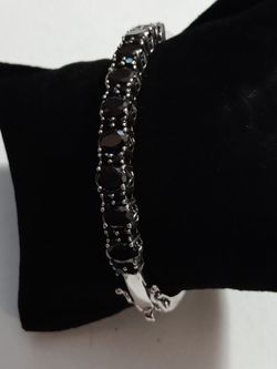 Sterling Jewelry.  Beautiful Sterling Bracelet with black stones. LIKE NEW.  