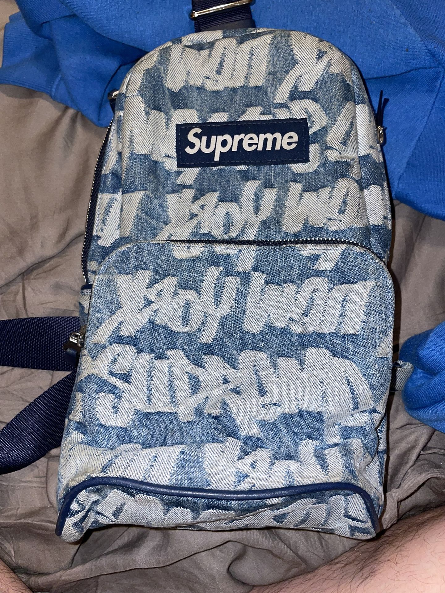 Supreme Fat Tip Jacquard Denim Backpack - Green