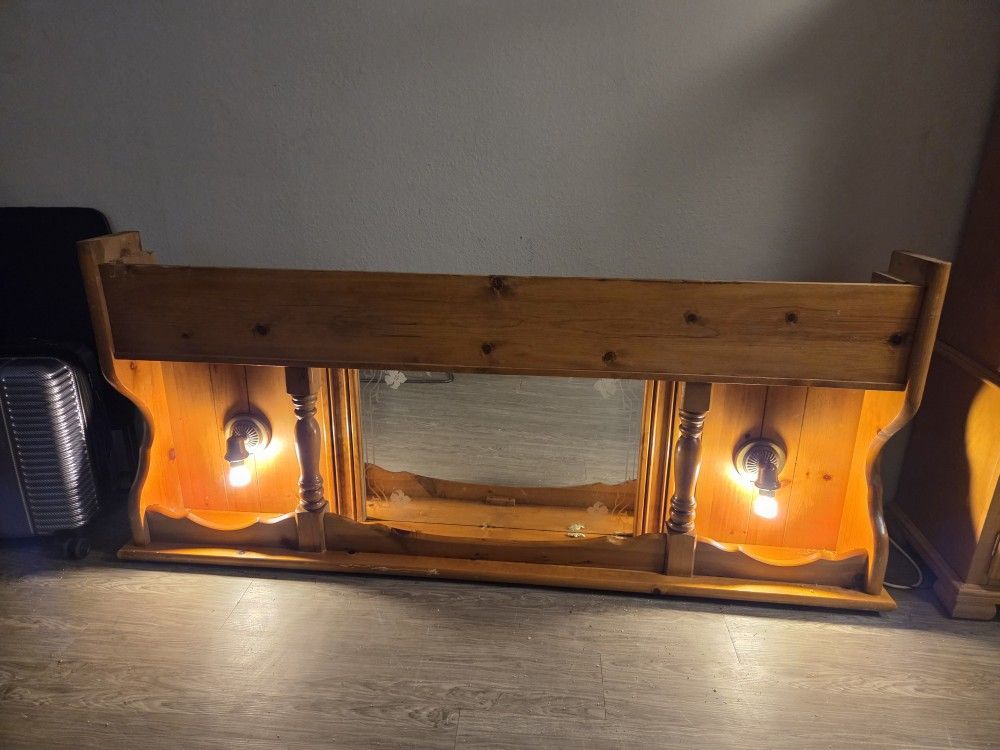 King Size Bed Headboard Vintage With Lights And Mirror