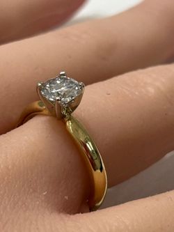 14KT YG 1CTW VS2 Lab Diamond Engagement Ring -IGI Certified 