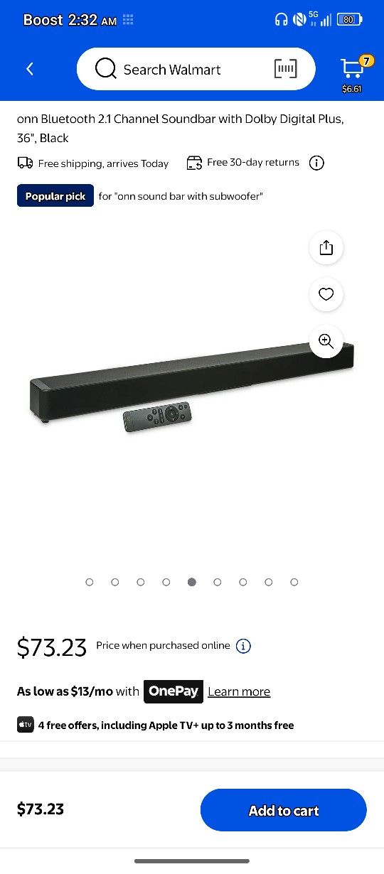 36 Onn Roku Sound Bar 