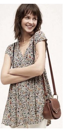 Vanessa Virginia - Floral Lace Ladder Tunic Top -Small- Anthropologie