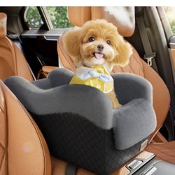 Portable Small Dog Seat for Car, Luxury Center Console Dog Car Seat Booster with Safety Tethers, Anti-Collapse Pet Travel Carseat for SUV, Truck (Blac