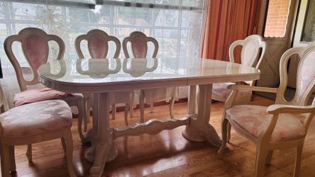 White Formal Dining Table and Chair Set