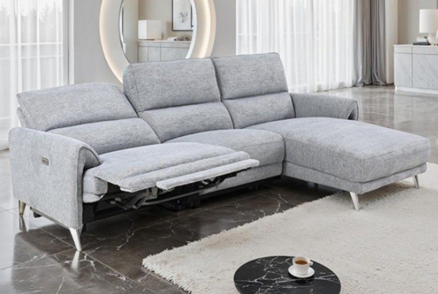 Brand New Grey Super Plush Chenille Power Reclining Sectional Sofa 
