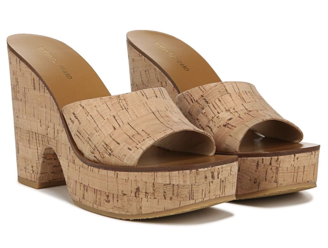 VERONICA BEARD Paulita Leather & Cork Wedge Sandals Size 7