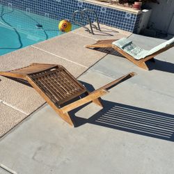 Wooden Pool Lounge Chairs