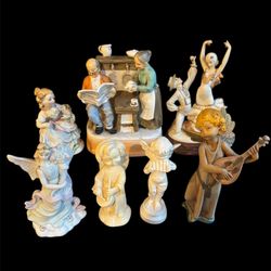 Rare Collection Of 7 Porcelain Statues 