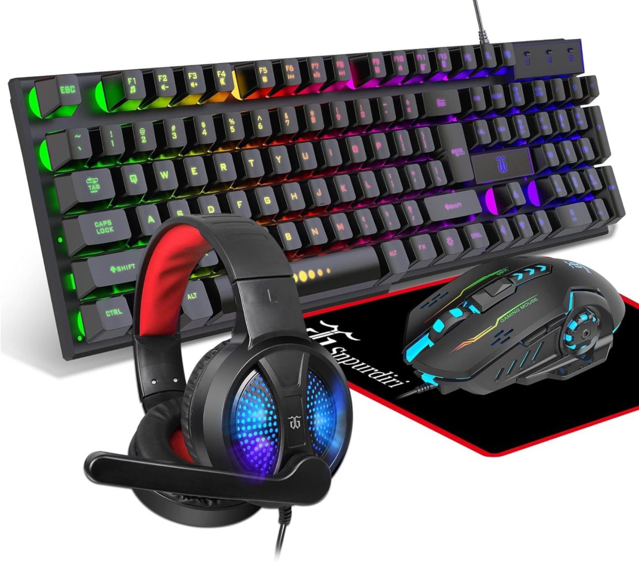 Gaming Keyboard and Mouse,Headphones,Mouse pad