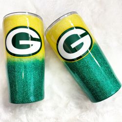Custom Greenbay packers glitter tumbler