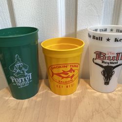 Lot of 3 Souvenirs plastic cups Key West Saloons Florida
