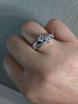 Size 10 double heart band promise ring sterling silver