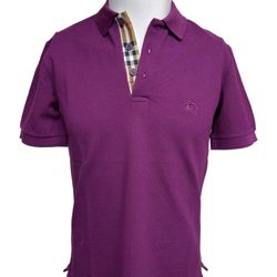 Burberry London Mens Purple Amesthyst Check Placket Polo Shirt Xl