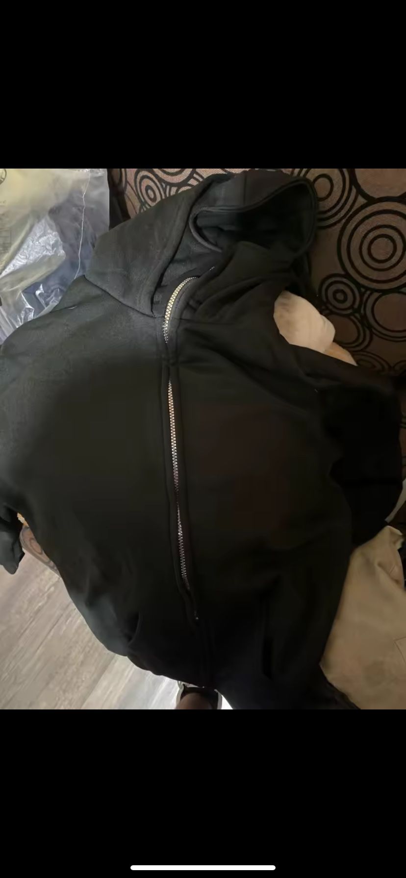 Black Zip Up Hoodie With Ski Mask