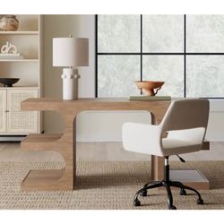 Solid Wood Writing Desk by Joss & Main Celie – Sculptural Modern Oak Desk - Delivery Available