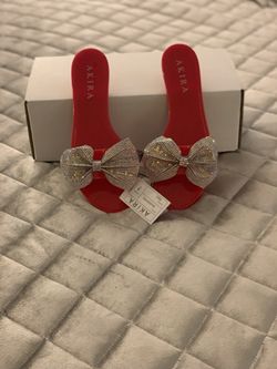 Akira Red Bling Bow Slides