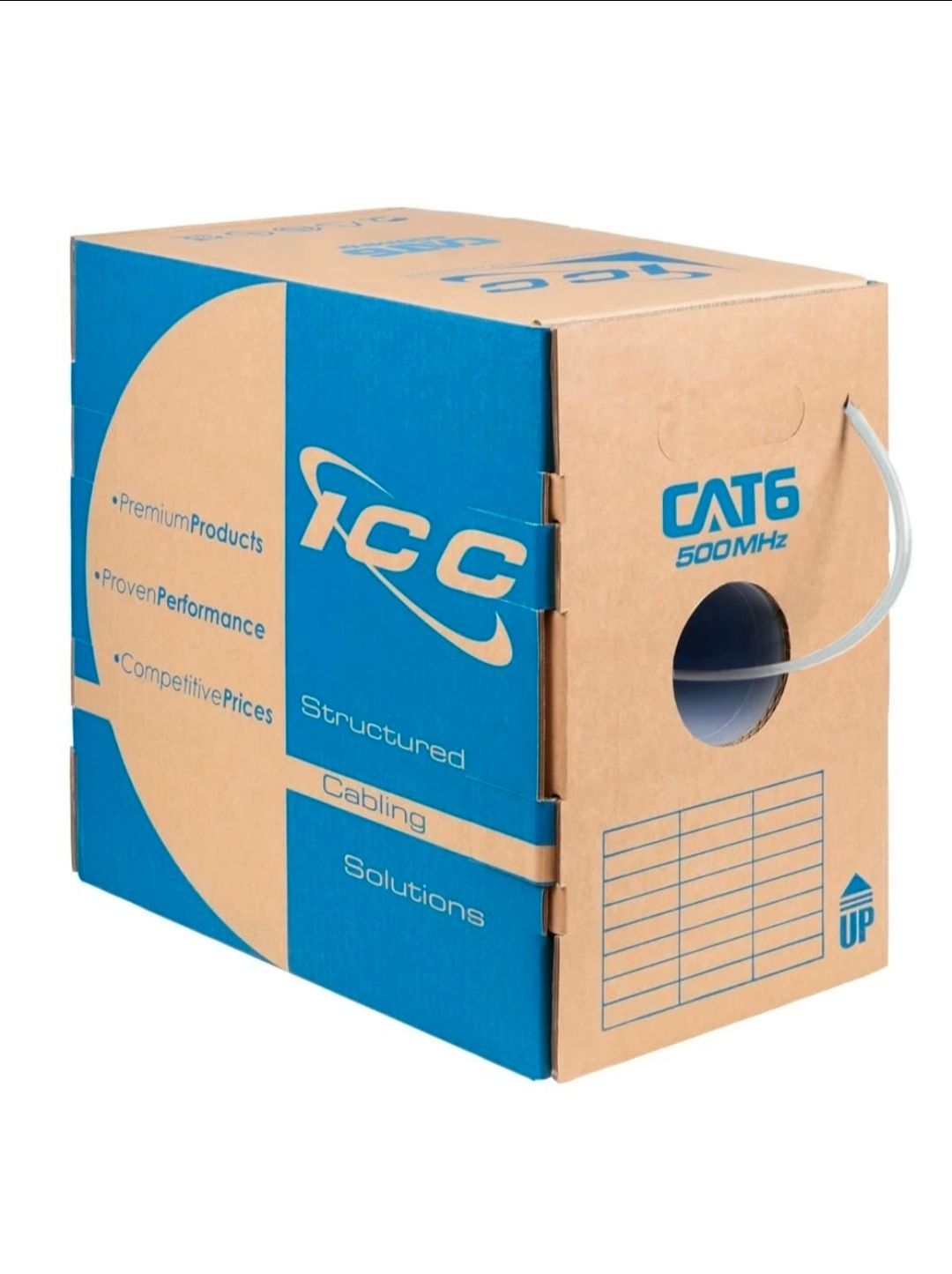 ICC Cat6 CMR 1000ft SOLID PURE COPPER 23AWG UTP Ethernet Cable PoE++ Pull Box UL