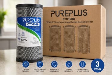 PUREPLUS CTO10BB Water Filters (3-Pack) – 10” x 4.5” Carbon Block