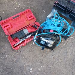 2 Tool Garage Set: Milwaukee Sawzall,  Milwaukee Shop Vac