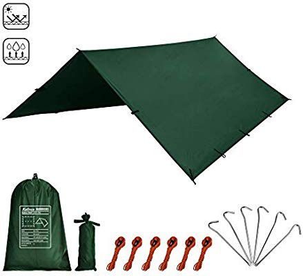 Kalinco Hammock Tarp Tent Camping Rain Fly 10X10FT/10X15FT Mutifunctional Tarp Footprint Durable Lightweight Quick-Drying Shelter Canopy