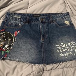 Dark Blue Ed Hardy Jean Skirt 