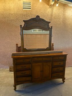 Queen bed frame and dresser set