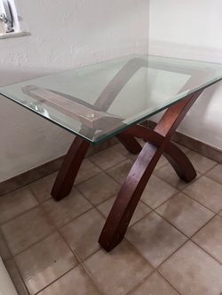 Glass table.
