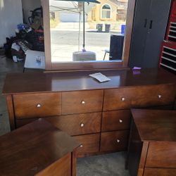 Dresse With Mirror  And Two Night Stands  In Great Condition.63in W.×341/2  In.H. Night Stands Are 23in.W. X271/2 In.H 