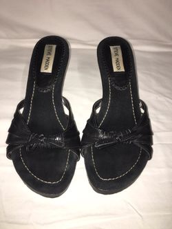 Black steve madden open toe slide on heels