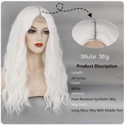 BRAND NEW MEDO White Wigs For Women Long White Curly Wavy Wig 24 Inch Heat Resistant Synthetic It is both natural-looking and soft to the touch. The s