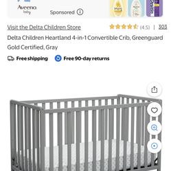 Delta Children Heartland 4-in-1 Convertible Crib Gray