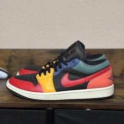 jordan 1 low black multi color sz 9m 10.5w 