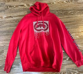 Ecko Unltd Red Y2K Rhino Logo Hoodie Sweatshirt Mens Size XL