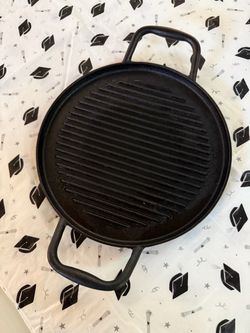 Round Cast Iron Grill Pan with Dual Handles