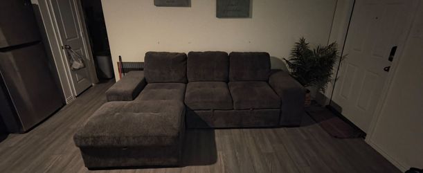 Living room sectional sofa with built in storage