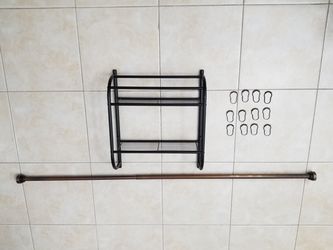 oil rubbed bronze towel rack shelves adjustable curtain rod And shower curtain rings