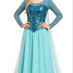 Frozen Elsa Costume | Officially Licensed Disney Premium Womens Outfit Long Sleeve Top, Skirt, Cape and Corset
