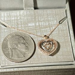 Twinkling Triple-Stone Heart Pendant Necklace