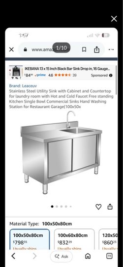Freestanding Stainless Steel Utility Sink with Cabinet, Pull-Out Faucet & Workstation for Laundry Room, Garage & Commercial Kitchen MW-7