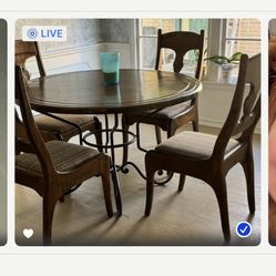 Solid wood table and chair chairs with iron base