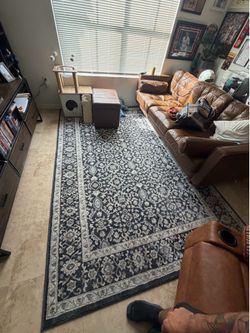 Large Black & Gray Area Rug – Modern Traditional Design