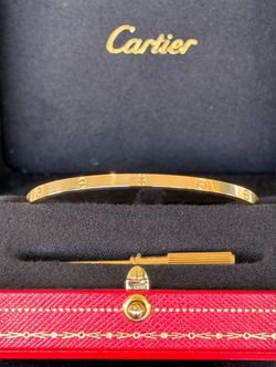 Cartier 18k yellow gold LOVE BRACELET, SMALL MODEL size 19 full set