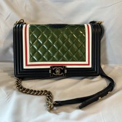 Chanel Crest Boy Flap Bag Quilted Lambskin Old Medium