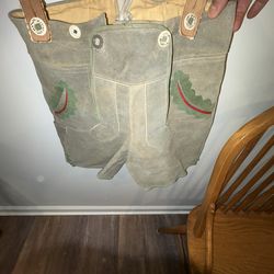 Lot of 3 vintage German Lederhosen suede leather Bavarian authentic shorts Oktoberfest w/ suspenders These are from the 1950s