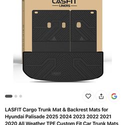 LASFIT Cargo Trunk Mat & Backrest Mats for Hyundai Palisade 2025 2024 2023 2022 2021 2020 All Weather TPE Custom Fit Car Trunk Mats Cargo Liner & Seat