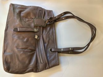 B. Makowsky Genuine Leather Large Brown Tote Shoulder Bag